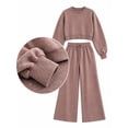 thumbnail image 6 of Women's Vintage Polka Dot 2 Piece Outfits Crop Sweatshirt and Loose Fit Wide Leg Flare Pants Y2K Retro Streetwear Casual Tracksuit Set Pink, 6 of 7