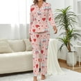 thumbnail image 2 of Top-kevin Women Long Sleeve Pajama Set Comfy Pjs Sets Wine Glasses Hearts Balloons 2 Piece Lounge Set, 2 of 6