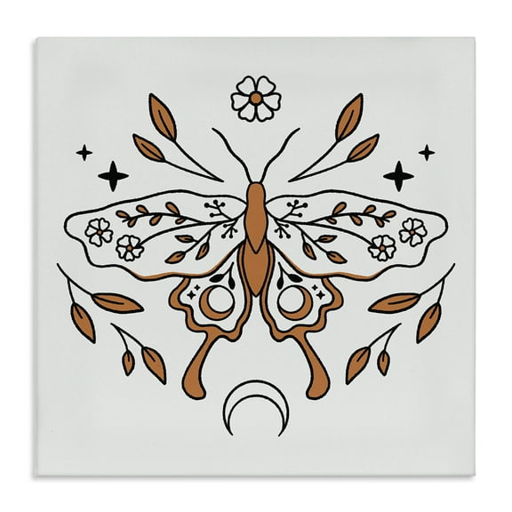 Stupell Industries Celestial Floral Moth Animals Painting Wrapped Canvas Art Print Wall Art, 17 x 17