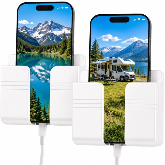 RV Wall Phone Remote Holder, No-Drill Adhesive Organizer, Camper Boat Travel Trailer Accessory