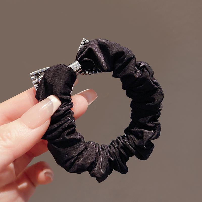 Fashion Rhinestone Bow Scrunchies Women Elastic Hair Rubber Bands Tie Hair Ring Rope Headdress Girls Headwear Accessories