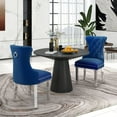 thumbnail image 2 of Roundhill Furniture Vogel 3-Piece Round Dining Set, Pedestal Dining Table with 2 Chairs, Blue, 2 of 14