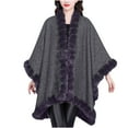thumbnail image 2 of Pounoo Women's Fashion Shawl Fuzzy Fleece Collar Trim Warm Wrap Cape Fuzzy Soft Comfort Thermal Shawl Winter Outwear Gift, 2 of 5