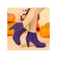 thumbnail image 6 of BLISSFUL STEP Women's Side Zip Low Platform Block Heel Ankle Booties Deep Purple 6.5, 6 of 8