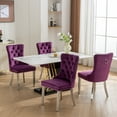 thumbnail image 2 of Ataucjin Dining Chairs Set Of 2, Upholstered Dining Chair With Solid Wood Legs, Tufted High Backrest, Nailhead Ring Pull Trim Velvet Chairs For Dining Room, Restaurant (Purple), 2 of 7