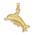 thumbnail image 2 of Diamond2Deal 10K Yellow Gold Dolphin with 2 Dolphins Charm Pendant for Women (L- 0.64 inch, W- 0.83 inch), 2 of 6