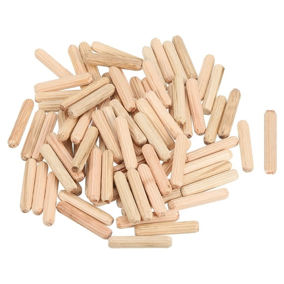 200Pack 1/4" x 1-1/6" Wooden Dowel Pins, Furniture Woodwork Grooved Fluted Pin