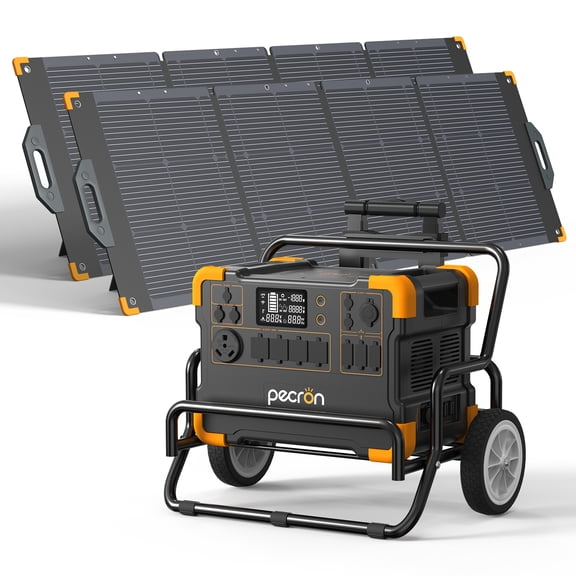 PECRON E2000LFP 1920Wh/2000W Portable Power Station with 2*200W Solar Panels Cart Kit Solar Generator for Home Emergency, Camping, Travel, RV, Off-Grid