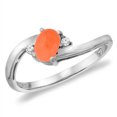 thumbnail image 1 of 14K White Gold Diamond Natural Orange Moonstone Bypass Engagement Ring Oval 6x4 mm, size 8.5, 1 of 1