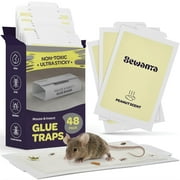 Glue Traps [48 Pack] Pre-Baited Mouse Traps - Ultra-Adhesive Glue Boards for Rodents/Mice, Rats/Snakes/Lizards/Insects - Safe Non-Toxic Sticky Mouse Traps Indoors for Home Office, Garage.