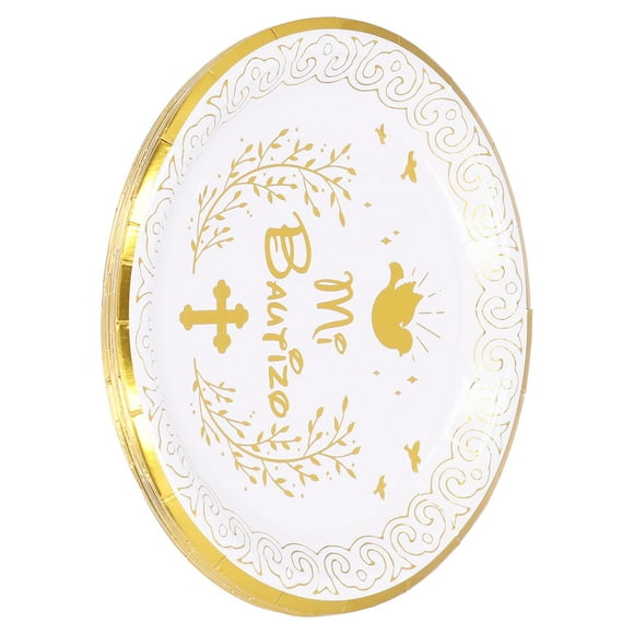 Disposable Plates, Round Shape Microwave Safe Paper Plates Bronzing Design  for Banquets for Parties