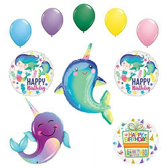 Mayflower Products Narwhal Party Supplies Birthday Celebration Balloon Bouquet Decorations