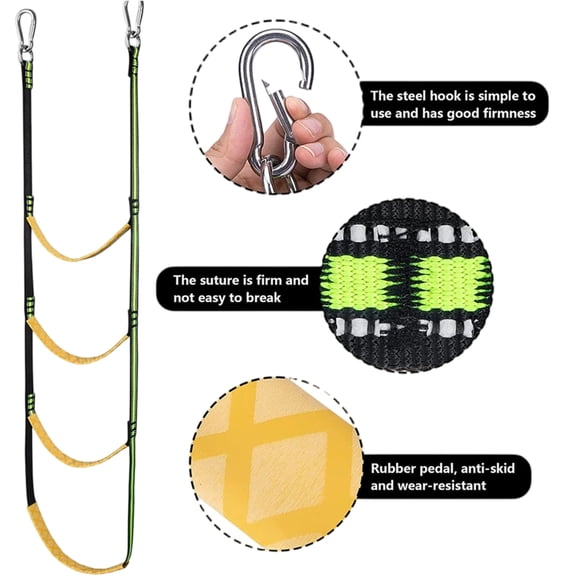 Yacht Side Hanging Rope Ladder, 3/4/5 Step Folding Design, Strong Uv Resistant Rope Lightweight Portable With Stainless Steel Hardware Strengthened Sewing Rubber Pedal Anti-Slip