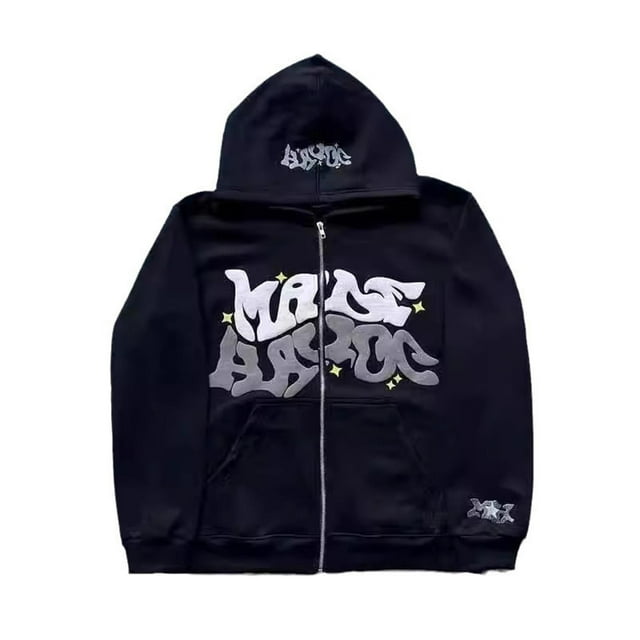 MHFRRA Sudaderas con Capucha de Moda para Hombre, Sudaderas Estampadas Elegantes para Uso Casual y Actividades Al Aire Libre, Prendas de Vestir Cómodas y Versátiles para Uso Diario y Deportes Negro