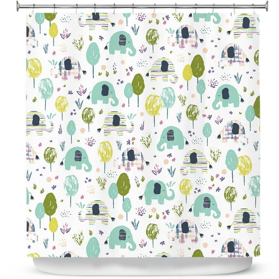 Shower Curtains 70" x 73" from DiaNoche Designs by Metka Hiti - Elephants