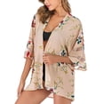 thumbnail image 1 of Uhndy Floral Swimwear Kaftan Bikini Cover Up For Women Summer Kimono Beach Cover Ups Swimsuit Half Sleeve Shawl Chiffon Cardigan Blouse-LQ, 1 of 5