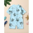 thumbnail image 4 of Toddler Baby Boys One Piece Swimsuits Kids Boys Short Sleeve Zip Up  Tropical Tree Print Jumpsuit  Beach Bathing Suit 1-5Y, 4 of 9