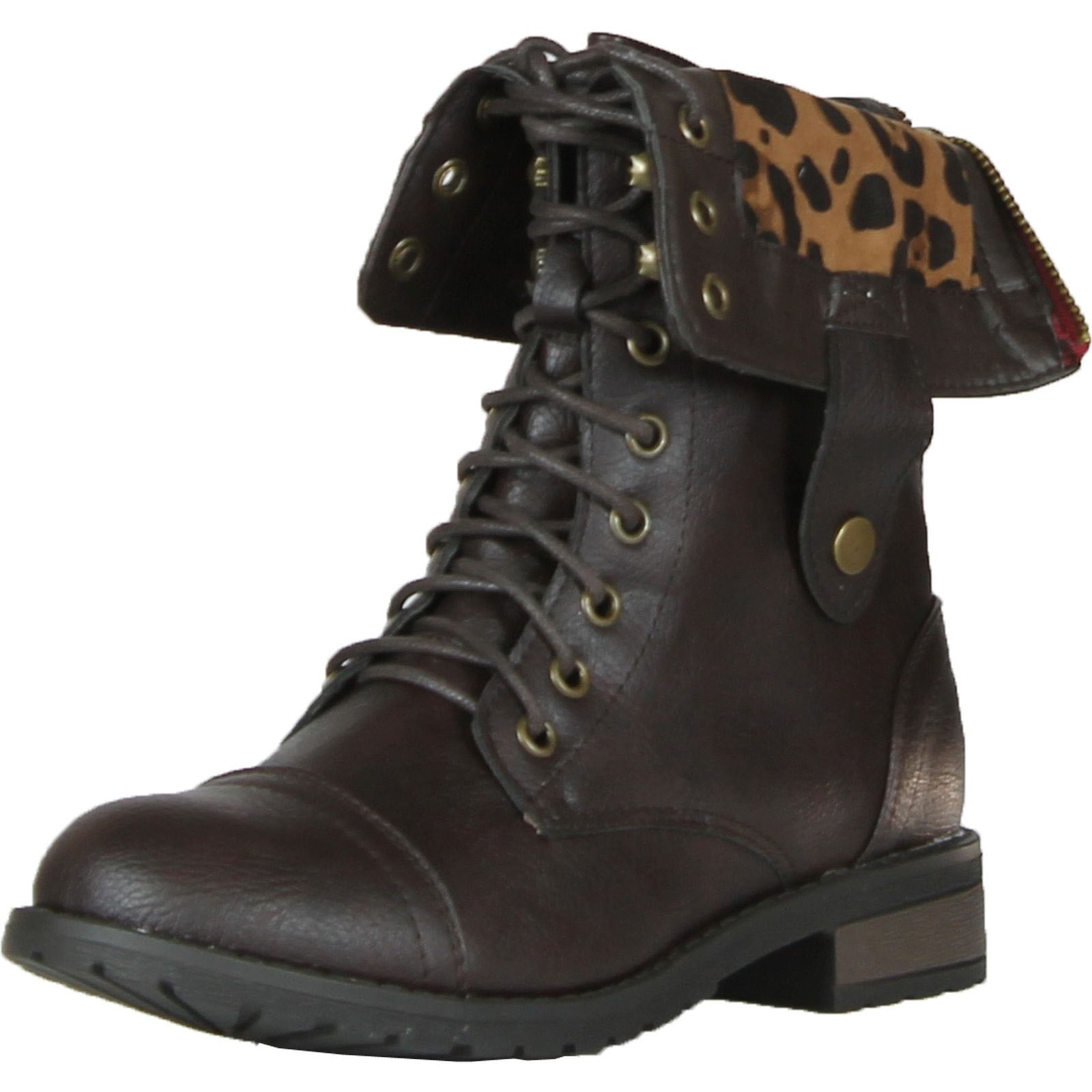 Refresh REFRESH TERRA15 Women's Lace Up Back Zipper MidCalf Combat