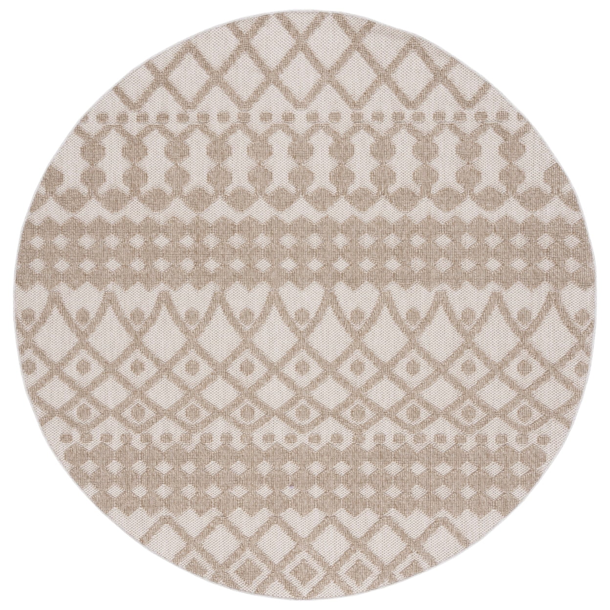 SAFAVIEH Global Regina Diamond Indoor/Outdoor Area Rug, Beige/Brown, 6'7" x 6'7" Square