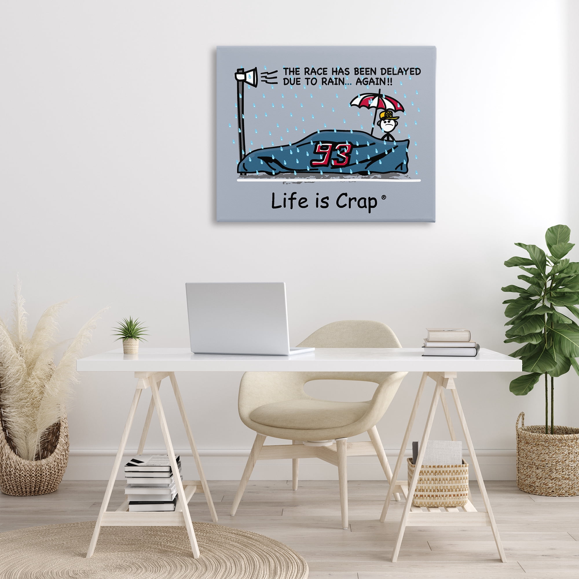 Stupell Industries Rain Delayed Race Novelty & Humor Painting Wrapped Canvas Art Print Wall Art, 40 x 30