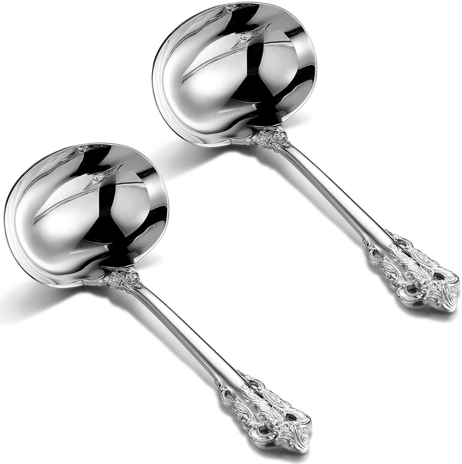 2 Pieces 304 Stainless Steel Gravy Soup Ladle Metal Ladle Spoon Kitchen