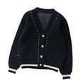 thumbnail image 3 of AHTJRT Knit Cardigans for Girls Boys Full Button V Neck Long Sleeve Sweaters Casual 2026 Warm Fall Spring Long Sleeves Outerwear Dark Blue 5-6 Years, 3 of 10