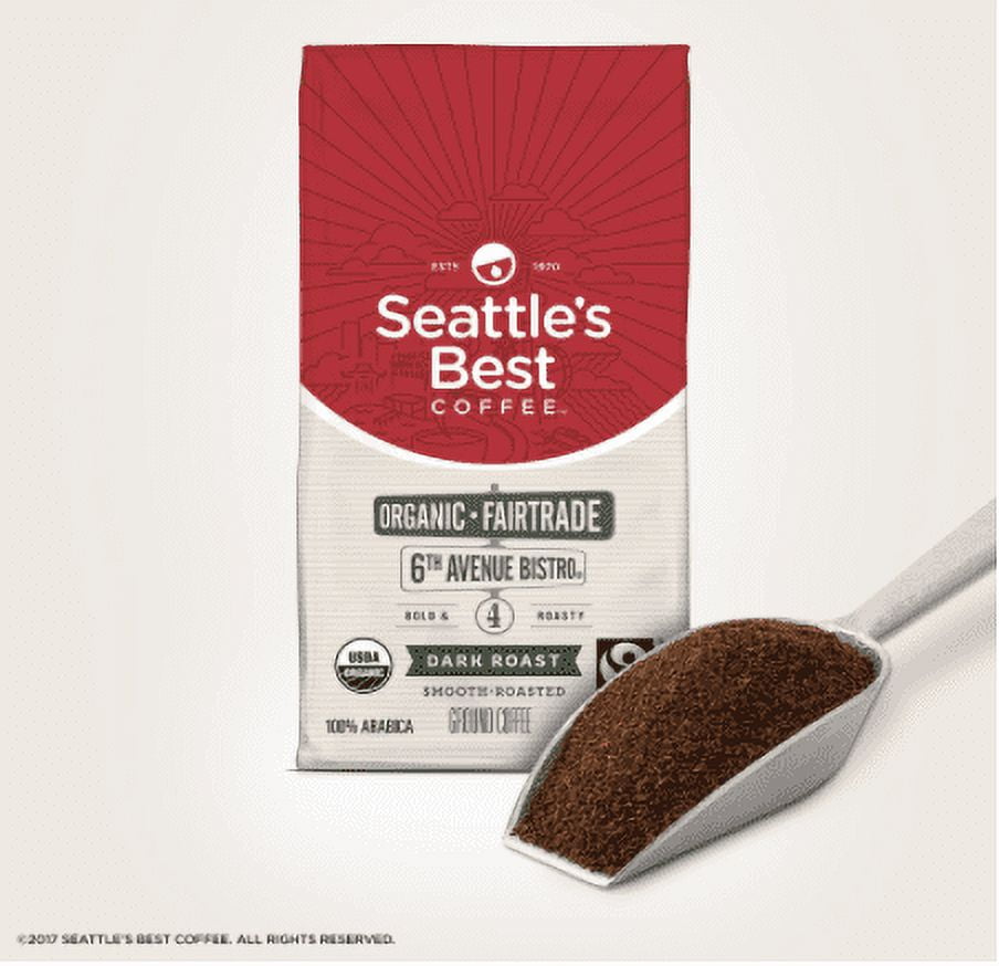 Seattle's Best Coffee 6th Avenue Bistro Fair Trade Organic Dark Roast Ground Coffee, 12-Ounce Bag
