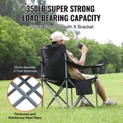 KFFKFF Oversized Camping Chair, 450 lbs Weight Capacity, Foldable Outdoor Chair with Cushioned Backrest & Armrests, Built-in Cup Holder, Side Storage Pocket, Insulated Cooler Bag