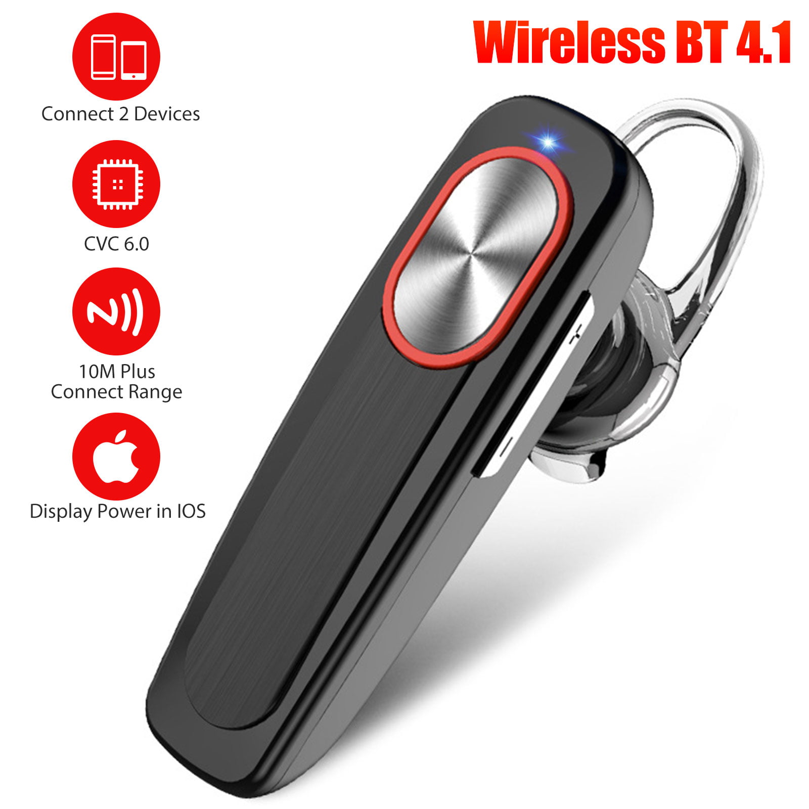EEEKit Bluetooth Earpiece Wireless Cell Phones Headset with Mic Noise Cancelling Hands Free Earbud Car Driving Headphones Compatible with iPhone Android All Smart Cell Phone (36 Hours Talk Time)