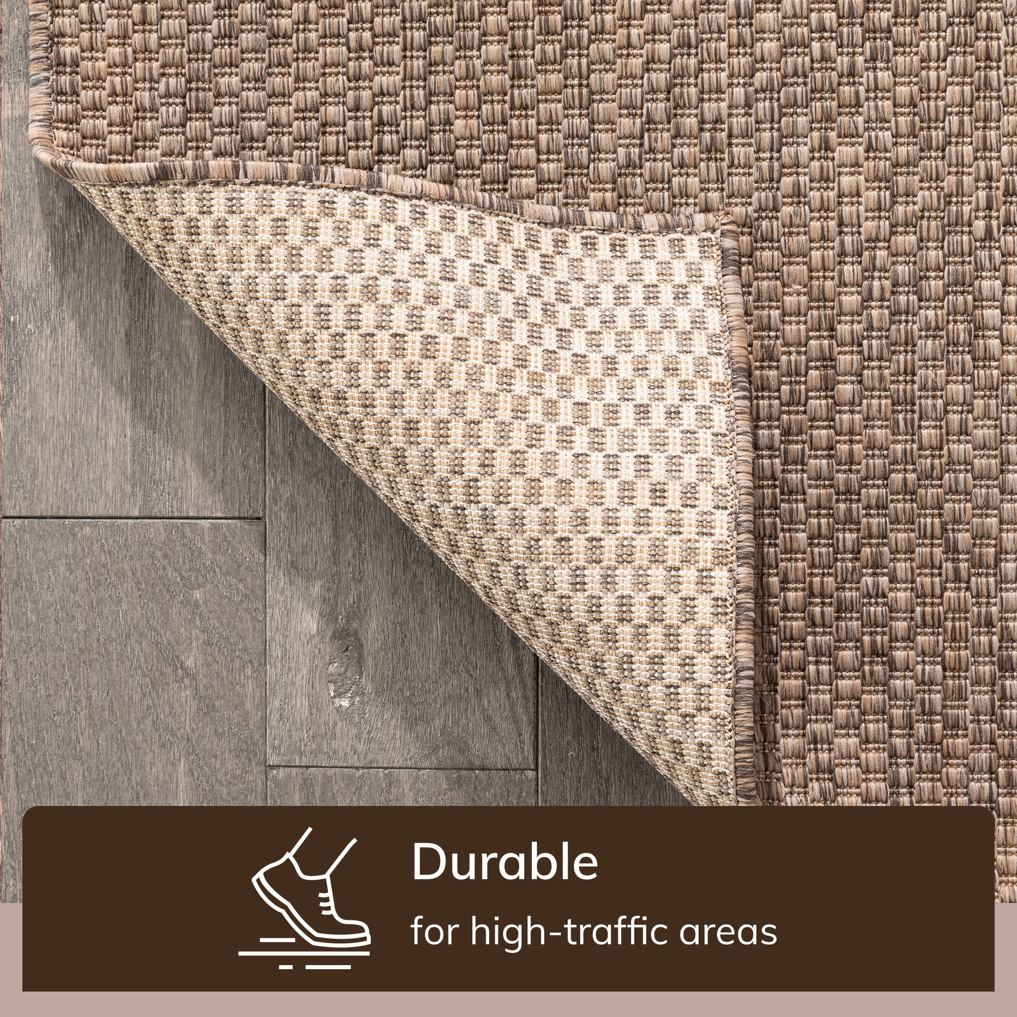Well Woven Leifen Taupe Indoor / Outdoor Flat Weave Pile Solid Color Pattern Area Rug 8x10 (7'10" x 9'10")