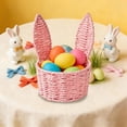 thumbnail image 6 of DefiDgd Paper Cord Woven Easter Basket with Large Bunny Ear,Festival Flower Basket Gift Basket for Easter Spring Party Celebrations Candy Toy Egg Storage Supplies(Pink), 6 of 6