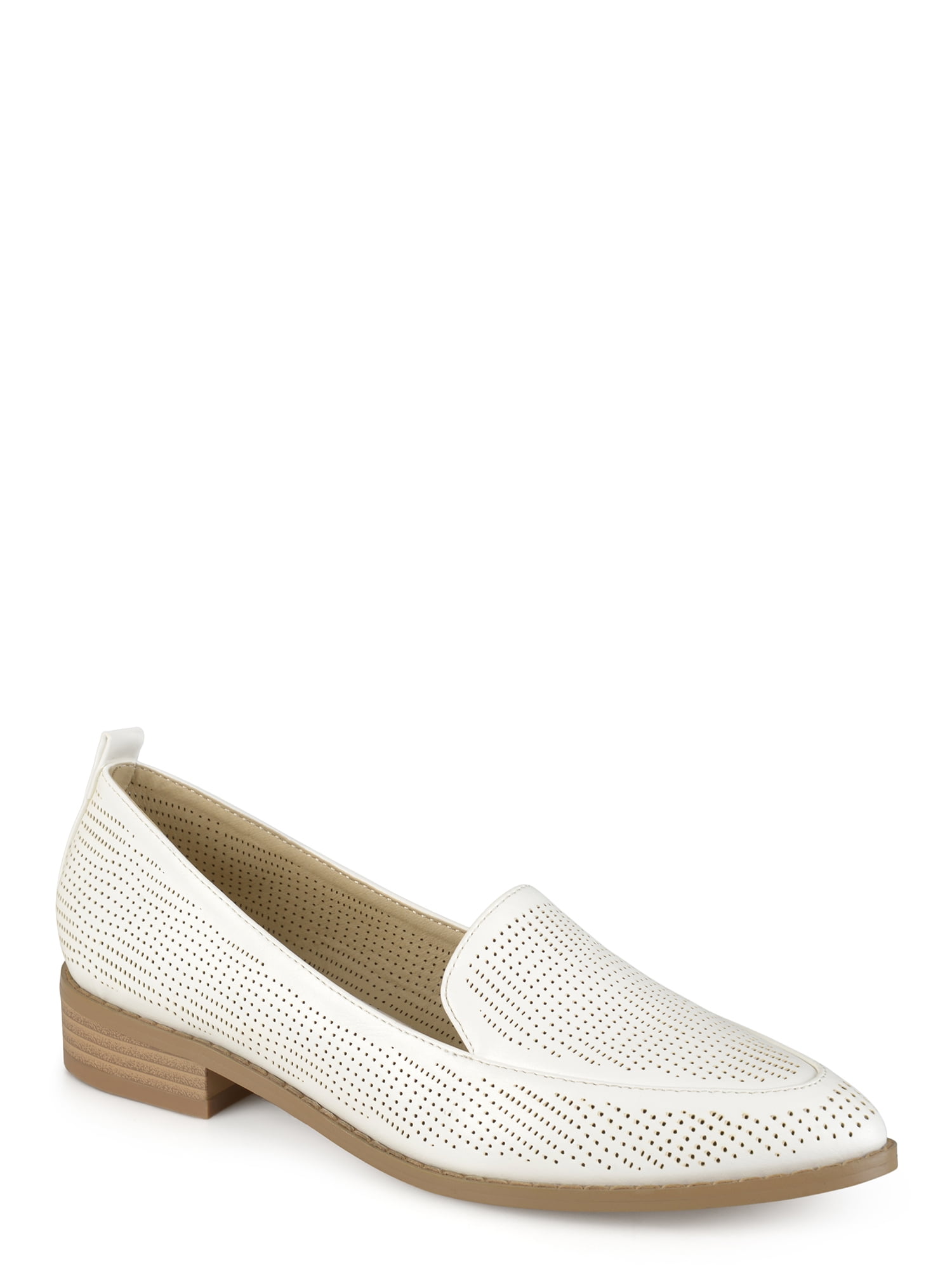 stacked heel loafers womens