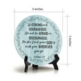 thumbnail image 4 of Be Strong and Courageous! Joshua 1:9 Blue Wood Color Circle Table Sign (5" X 5"), 4 of 4