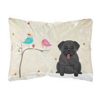 Carolines Treasures BB2478PW1216 Christmas Presents between Friends Pug - Black Canvas Fabric Decorative Pillow, 12H