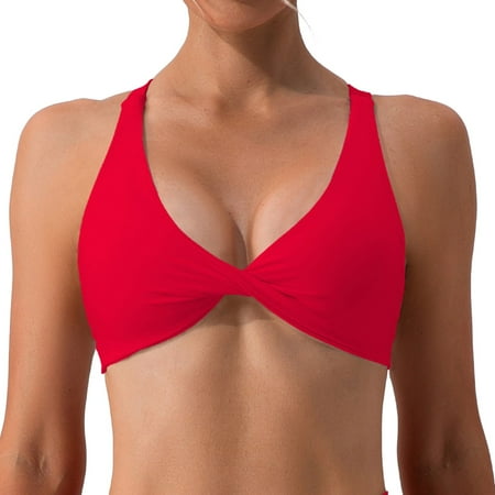 SHENGYUAN Bra Tops for Women Plus Size Bras Womens Workout Sports Fitness Backless Padded Low Impact Yoga Crop Tank Top Red S