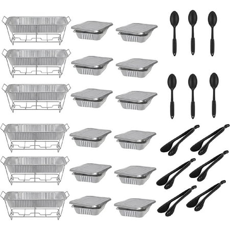 

ROVSUN 48 Pieces Chafing Dish Buffet Set Disposable Catering Set Party Buffet