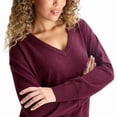 thumbnail image 4 of Lucky Brand Women's V-Neck Knit Sweater - Long Sleeve Relaxed Fit - Midweight (X-Small, Maron), 4 of 4