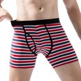 thumbnail image 1 of Calzoncillos para hombre Calzoncillos tipo bóxer para hombre con aberturas alargadas a rayas de algodón puro para deportes Pompotops  qyievc4371, 1 of 9