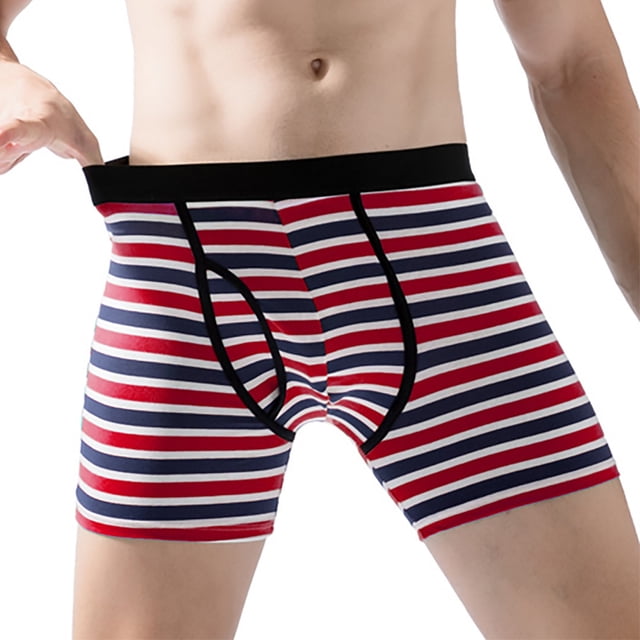 Calzoncillos para hombre Calzoncillos tipo bóxer para hombre con aberturas alargadas a rayas de algodón puro para deportes Pompotops qyievc4371