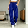 thumbnail image 5 of Women's Baggy Sweatpants Y2K Pleated High Waist Drawstring Jogger Pants Soft Casual Street Athletic Pants with Pockets Fall Outfits Blue, 5 of 8
