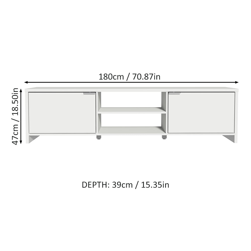 Madesa TV Stand Large Media Console with Cable Management for 65, 75 Inch Media Storage Gaming Living Room Entertainment Center Modern Wooden Television Cabinet - White