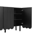 thumbnail image 5 of Lunale Modern Minimalist Shoe Storage Cabinet With 3 Wave Doors, Cream Style Sideboard Buffet for Living Room, Black, 5 of 7