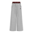 thumbnail image 5 of Women's loose sweatpants, men's sweatpants, plaid pants, loose gray sweatpants, plaid patchwork sweatpants, loose trousers with pockets, fake two-piece (heart), 5 of 8