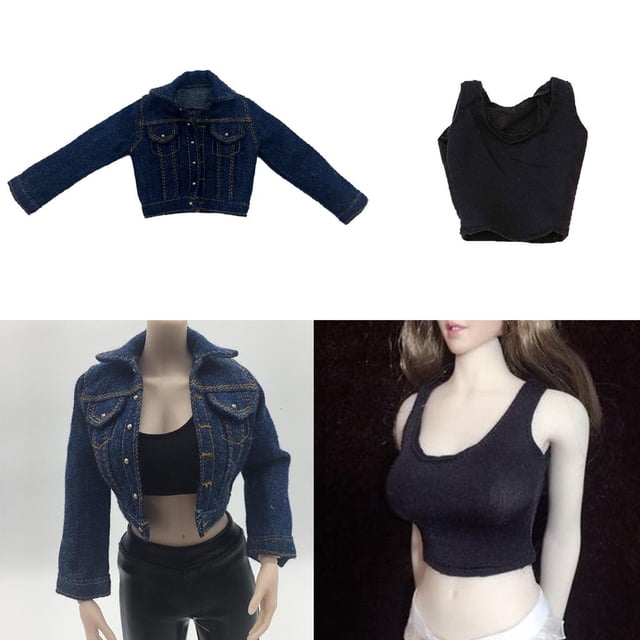 1/6 De Mujer Jeans Chaqueta W / Chaleco Weskit Chaleco Ropa Para De Acción De Hugo Figuras de acción Ropa Abrigo