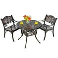 thumbnail image 2 of Costway Ensemble Bistro de Salle à Manger de Patio 3 Pcs Table Ronde en Aluminium Moulé avec Chaises, 2 of 9