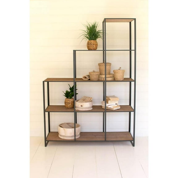 Kalalou Inc Stair Step Wood And Metal Display Unit