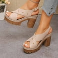 thumbnail image 4 of Sandales Beiges pour Femmes pour Dames Été Décontractées à Bout Ouvert Style Fish Mouth Talons pour Extérieur Intérieur Semelle Confortable et Bout Rond Design Taille 38, 4 of 9