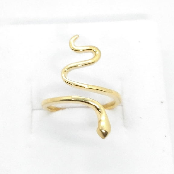 JewelryStation Adjustable Snake Ring Yellow Gold-Plated 925 Sterling Silver Rings