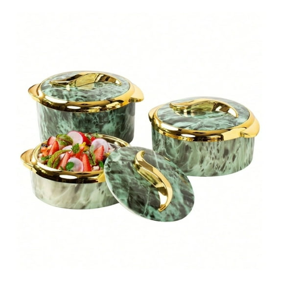 3pcs,  Food Warmer, Thermal Casserole Dish Set With Lids, Insulated Stainless Steel Container Serving Bowl For Buffets,  Food Warmer,Food Warmer Set,  For Office