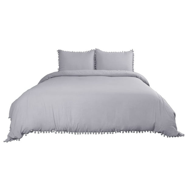 Unique Bargains Luxury Double Brushed Bedding Pompon Duvet/Quilt Cover Sets King Size/ Super